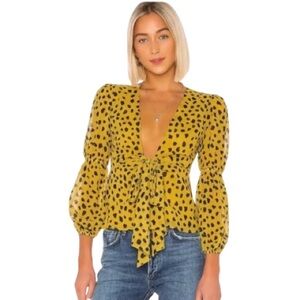 Lovers + Friends Women’s Henry Wrap Top Size L Mini Mara Print NWT
